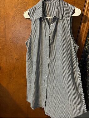 Zara button up Striped Shirt Dress Sz L